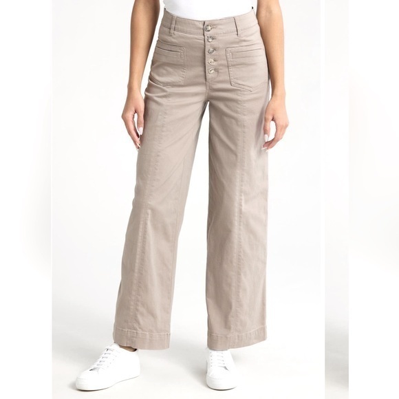 Wit & Wisdom Pants - Wit & Wisdom Ab Solution Skyrise High Waist Exposed Button Wide-Leg Pants